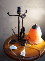 petit lampe fer forgé 1920  pate de verre  type muller non s