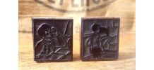 10 anciens tampons d'école en bois