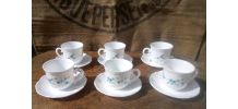 Ensemble de 6 tasses et soucoupes Arcopal Myosoti