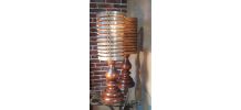 lampes scandinave 1960 abat jour osier  , pied bois exotique