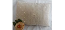 Coussin Maison de Charme / lin coton brodé