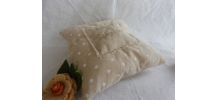 Joli coussin lin / coton brodé "Maison de Campagne"