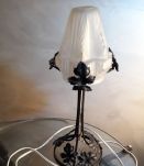 lampe acier forgé 1930   dans le gout edgard brandt   tulipe