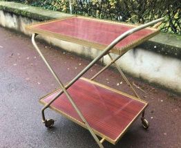 Desserte ancienne vintage en formica et laiton