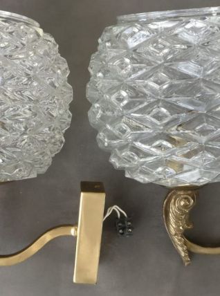Appliques verre et laiton