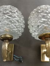 Appliques verre et laiton