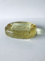 Cendrier ou vide poche vintage en verre jaune