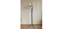Lampadaire tripode trois feux tôle perforée vintage années50