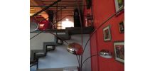 Lampadaire design à 5 têtes en acier/marbre