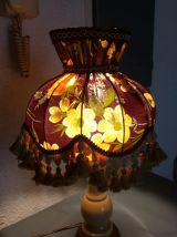 Jolie lampe à poser rétro avec abat jour en tissu 