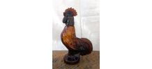 Bouteille zoomorphe en verre ambré (coq)