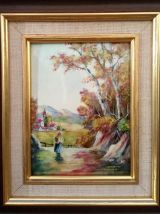 Tableau émaux d'Art Limoges signé P. Chazelas 
