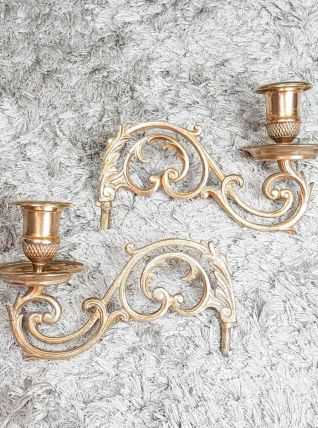 Paire de bougeoirs de piano en bronze style Art nouveau Soli
