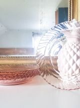 Lot 6 Assiettes creuses rose ROSALINE service ARCOROC LUMINA