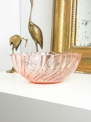 Petit saladier en verre dépression rose "Rosaline" Arcoroc d