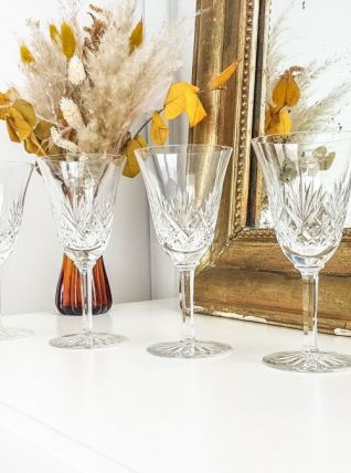 Lot de 4 Verres en cristal ciselé Verre à pied vintage Made 