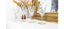 Lot de 4 Verres en cristal ciselé Verre à pied vintage Made 