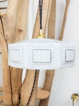 Baladeuse opaline Blanche verre de Clichy vintage Suspension