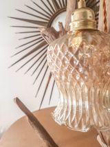 Baladeuse tulipe en verre doré vintage Suspension lumineuse 