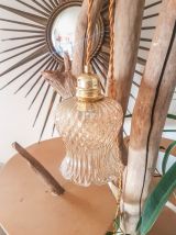 Baladeuse tulipe en verre doré vintage Suspension lumineuse 