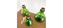 Trio de bouteilles vertes, fabrication italienne 