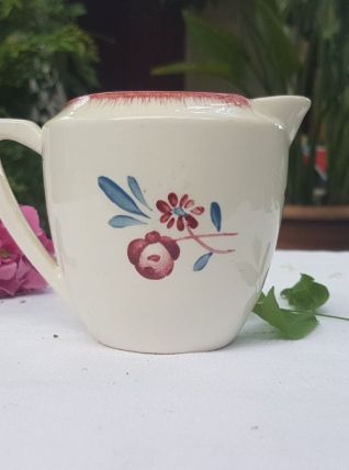 Pot à lait Faïence Digoin Sarreguemines motif Rose Fleur Por