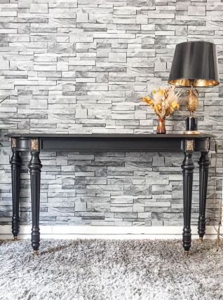 Console Italienne noir mat vintage Mid century Table d'appoi