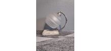 lampe art déco socle en marbre blanc, tulipe en verre dépoli