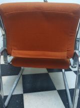 Fauteuil Orange cadre chromé