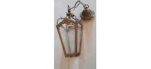 lustre lanterne bronze verre cisele taillè  28x12 avec sa ch