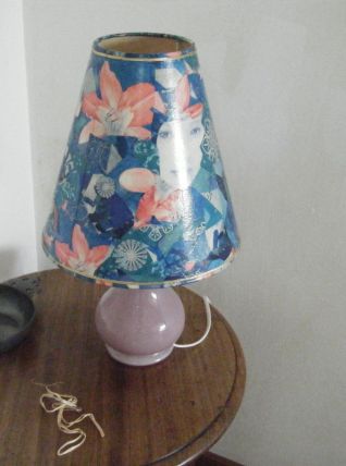 Lampe opaline violine Abat-jour conique années 70 
