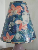Lampe opaline violine Abat-jour conique années 70 