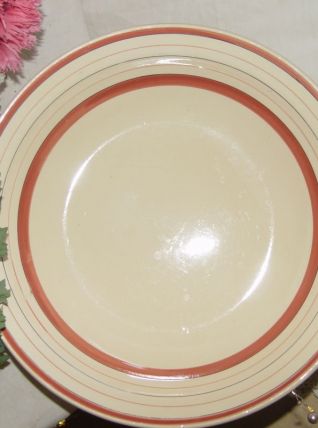 Plat creux vintage à bord rayé