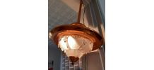suspension art deco ezan cuivre et verre moulé  hauteur 50cm