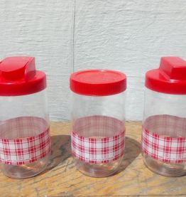 3 pots en verre Félix Potin "La Parisienne"