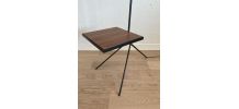  Lampadaire tripode tablette abat-jour tôle perforée vintage