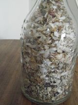Lampe  bouteille verre et abat-jour travail artisanal 