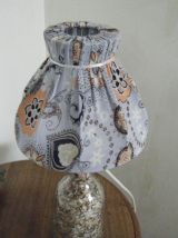 Lampe  bouteille verre et abat-jour travail artisanal 