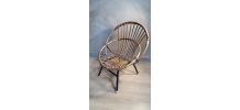 fauteuil osier  pied acier  1960 a70s belle etat 4