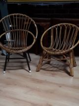 fauteuil osier  pied acier  1960 a70s belle etat 4