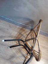 fauteuil osier  pied acier  1960 a70s belle etat 4