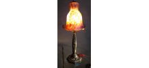lampe signé darloy pied de lampe regule doré  pate de verre 