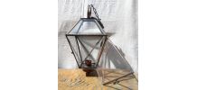 Ancienne suspension lanterne en verre et en laiton 