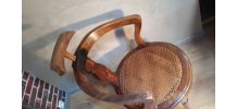 fauteuil avec dossier en bois massif assise cannée 1900  sty