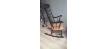 Rocking-chair brun et bois naturel 1970. Style scandinave. A