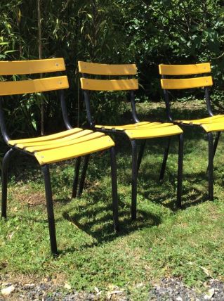 3 chaises métal bistrot 