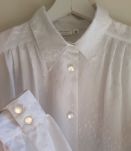 Chemise vintage 1970's blanc motifs floraux irisésPièce inco