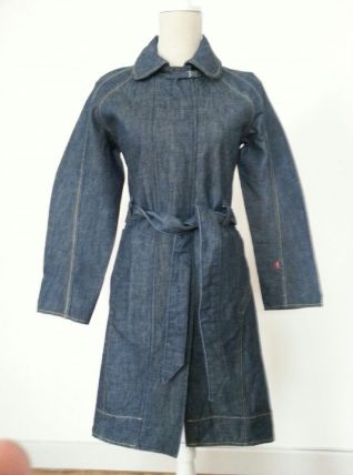 Trench ceinturé "LEVIS" fermeture zip en jean brut XS neuf