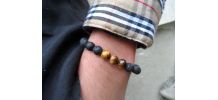 Bracelet pierre de Lave / oeil de tigre