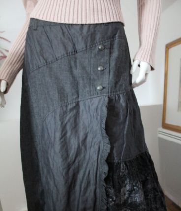 Jupe évasée "BLEU DE SYM" volantée jean T 40/42